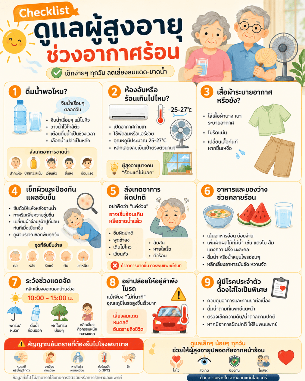 Checklist ดูแลผู้สูงอายุ ช่วงอากาศร้อน